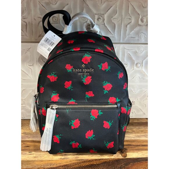 Kate Spade Chelsea Rose Toss Printed Medium Backpack NWT w/ tags rose print - Picture 1 of 9